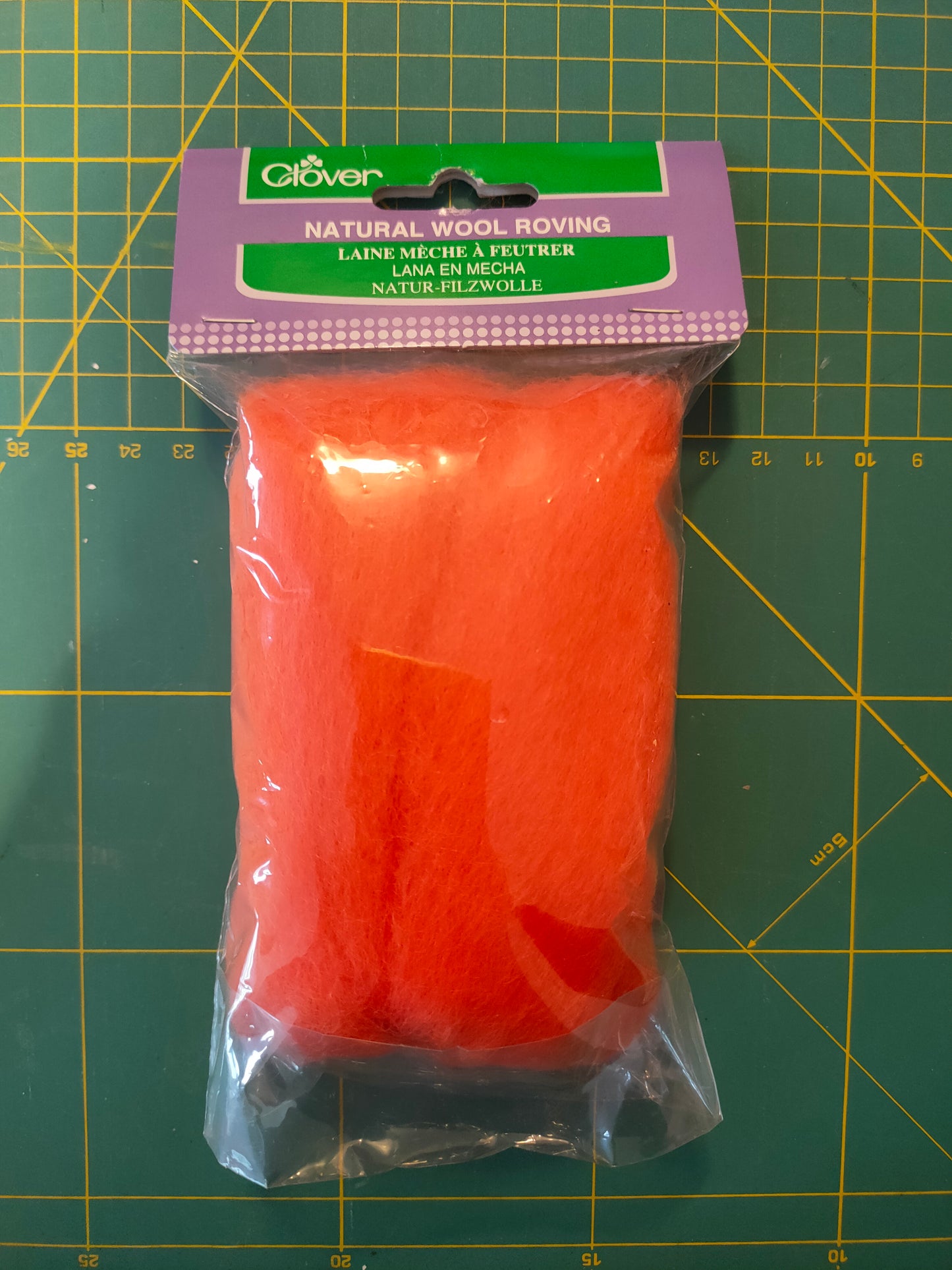 Clover Natural Wool Roving Orange 20g