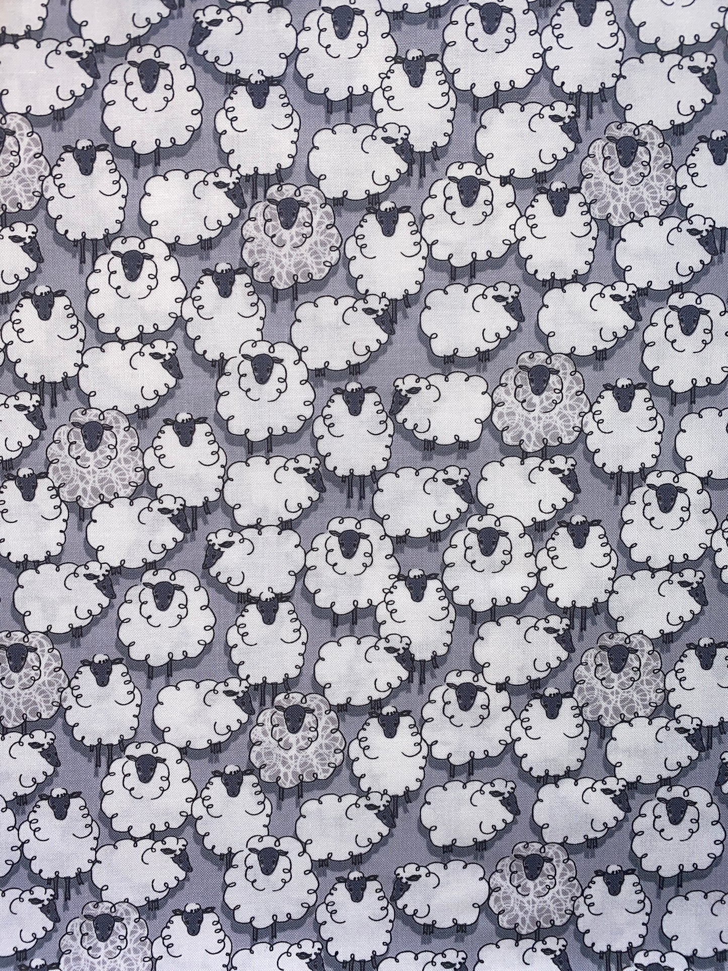 Michael Miller Sheepish 100% cotton fabric. Fat Quarter. Sheep on a grey background