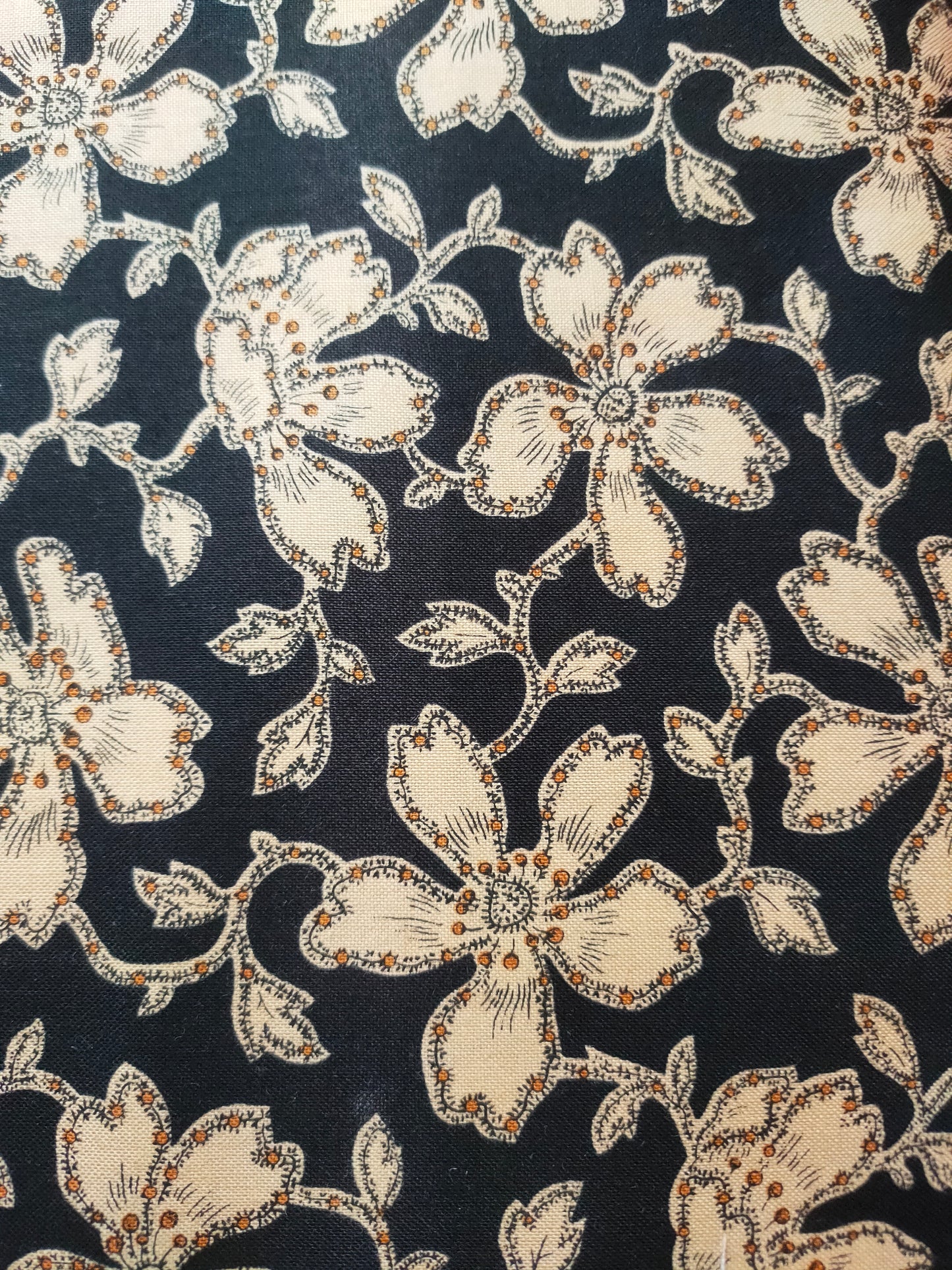 Andover Fabrics Beige Flower Black