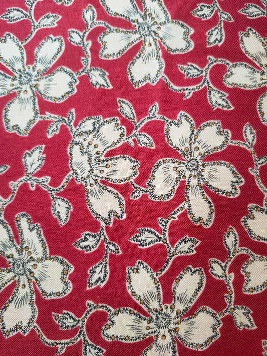 Andover Fabrics Beige Flower Red