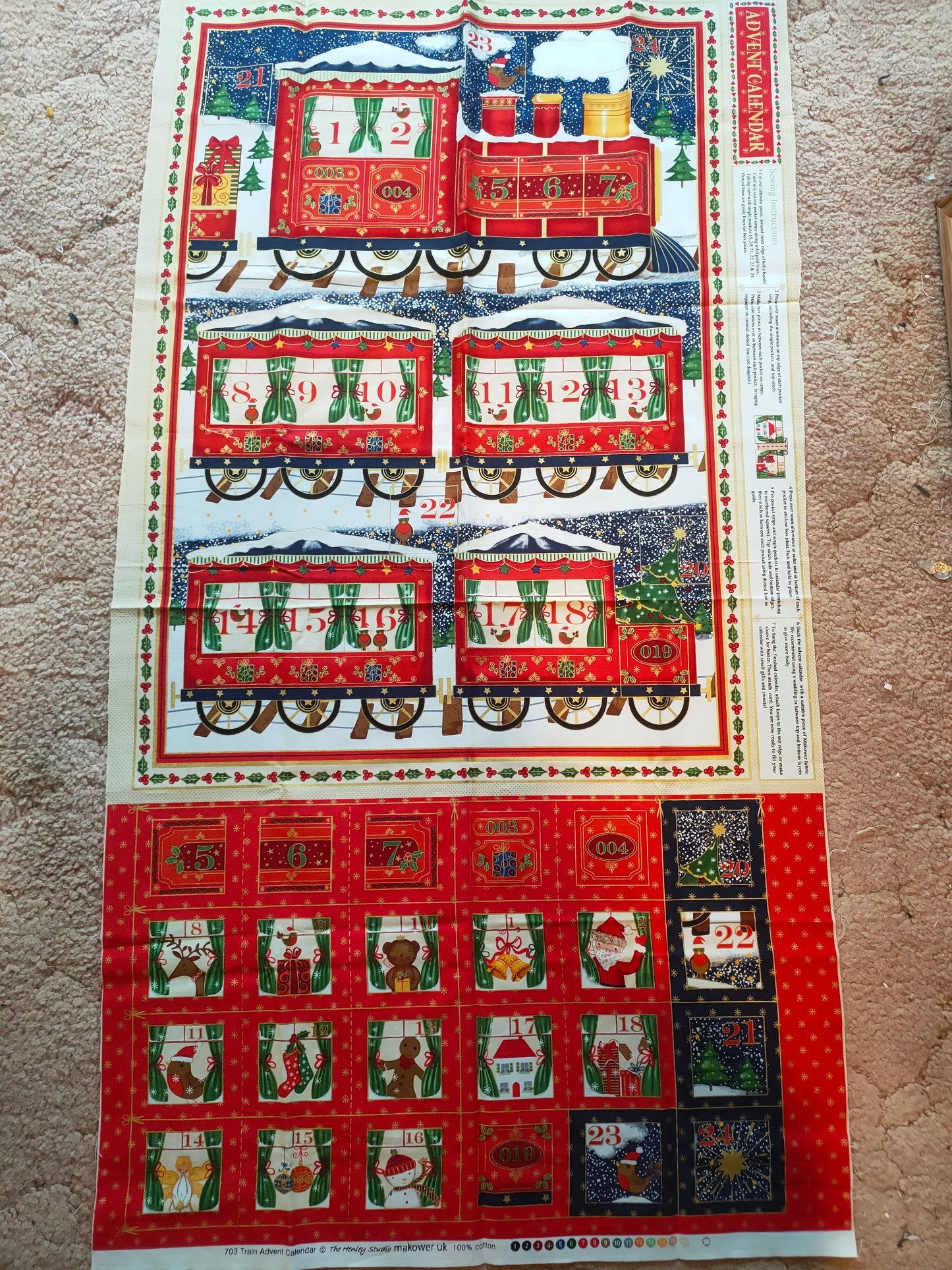 Makower Train Advent Calendar Panel