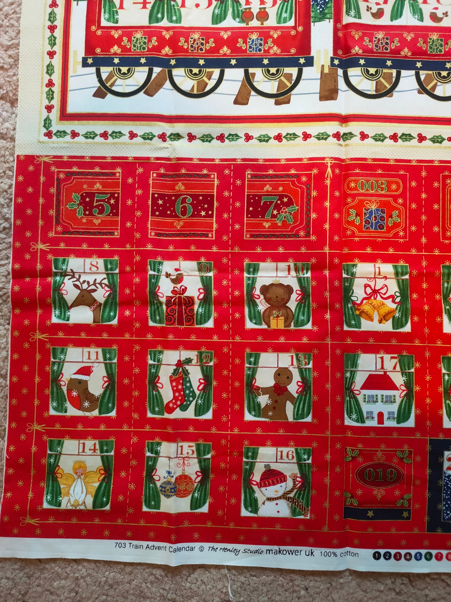 Makower Train Advent Calendar Panel