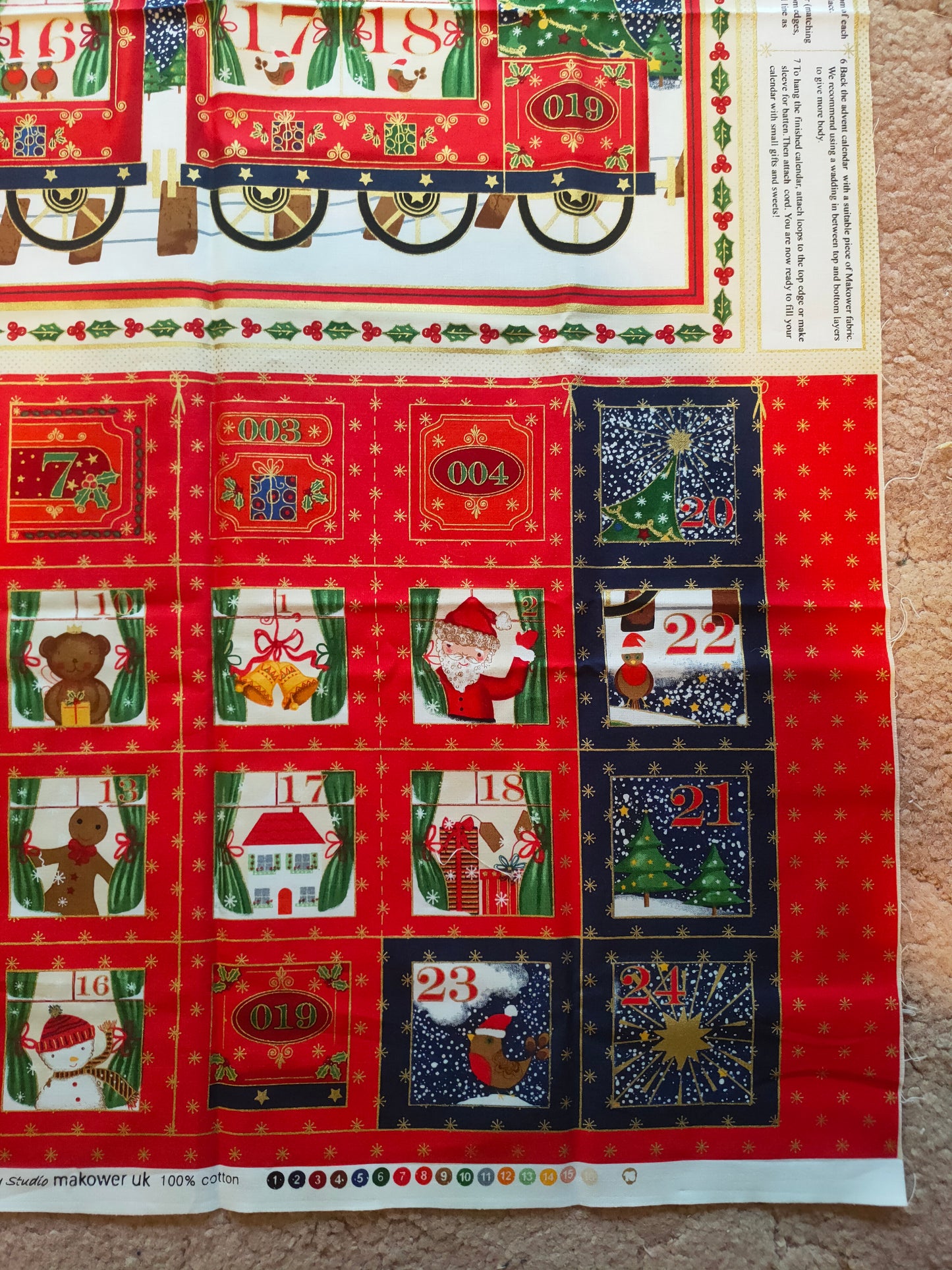 Makower Train Advent Calendar Panel