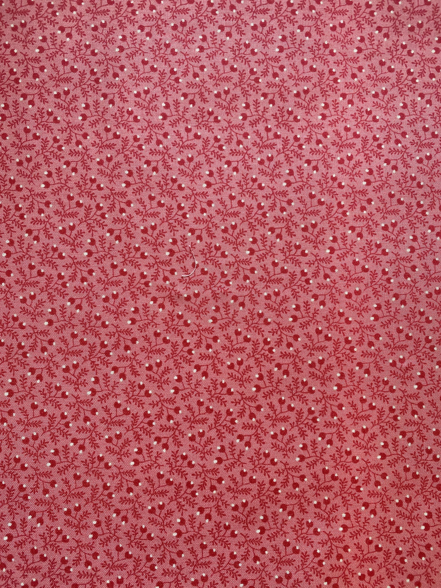 Andover Fabrics 100% cotton fabric. Fat Quarter. Pink berries and leaves on a blush background.